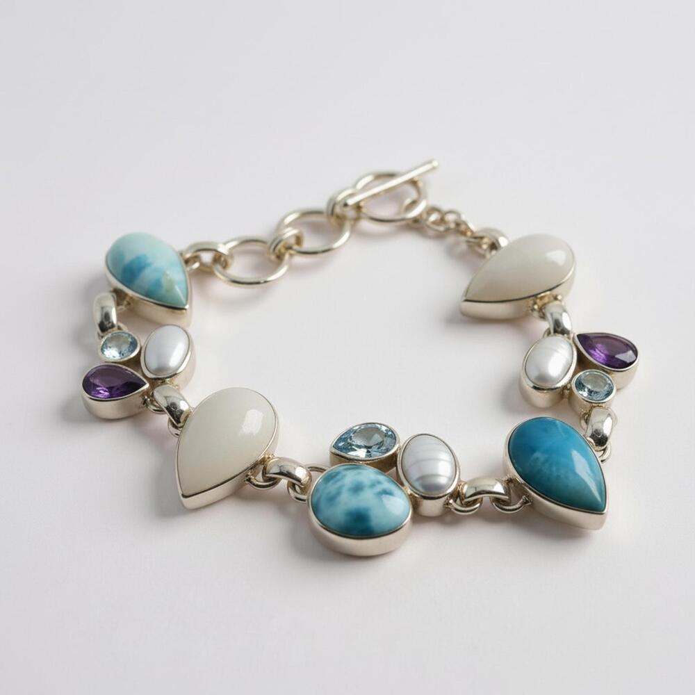 Nordstrom Multi-Gemstone Sterling Silver 925 Statement Bracelet | $589